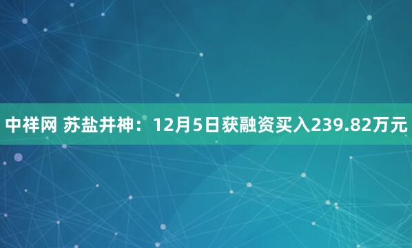 中祥网 苏盐井神：12月5日获融资买入239.82万元