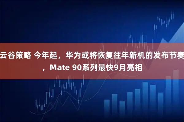 云谷策略 今年起，华为或将恢复往年新机的发布节奏，Mate 90系列最快9月亮相